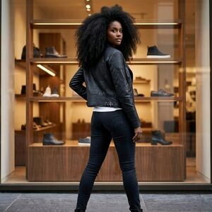 Zara Black Leather Biker Jacket